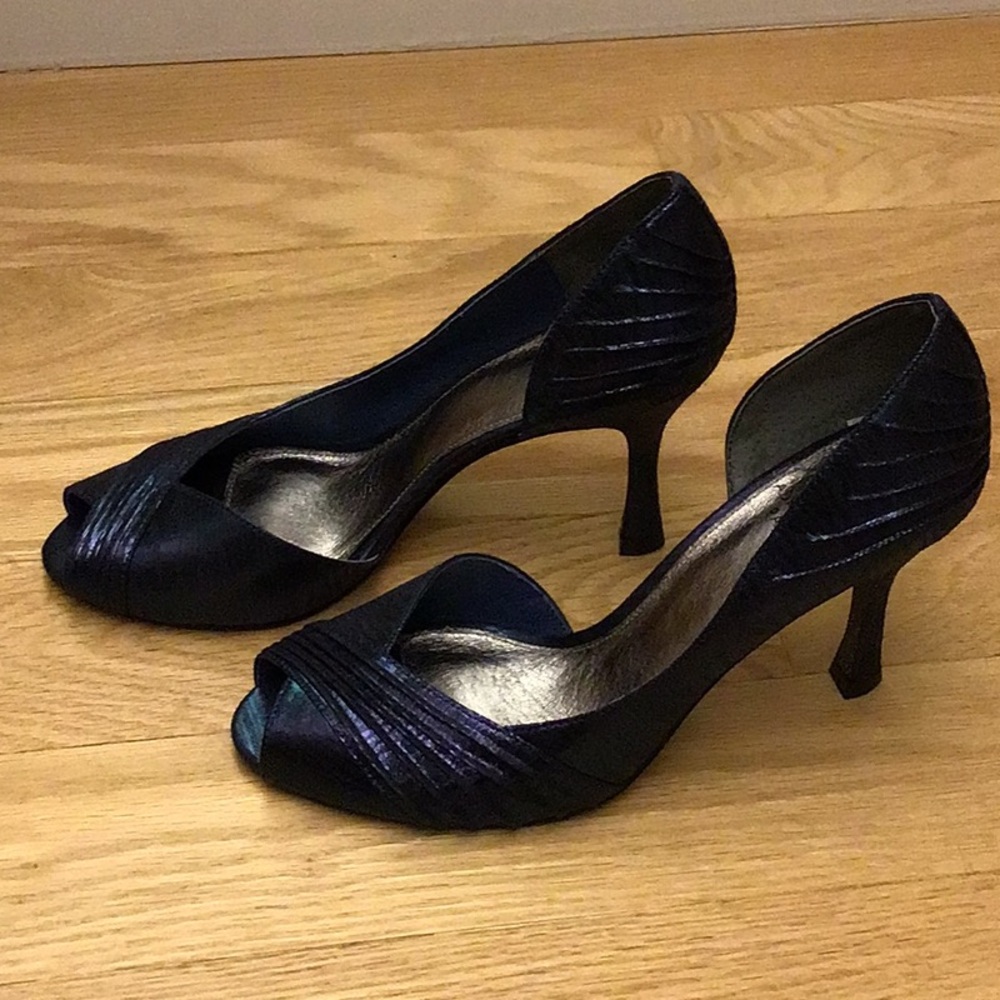 Adrianna Papell Night Metallic Heels with Peep-Toe Design